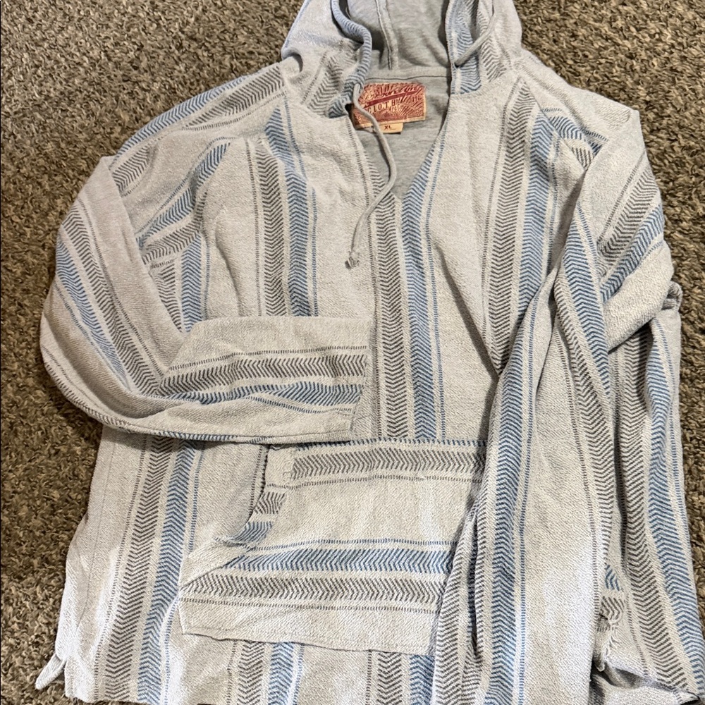 Brooklyn Cloth Light Blue & Cream Striped Crewneck Hoodie